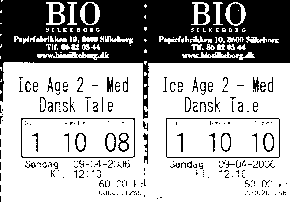 Biografbillet fra Bio Silkeborg: Ice Age 2 - Med Dansk Tale